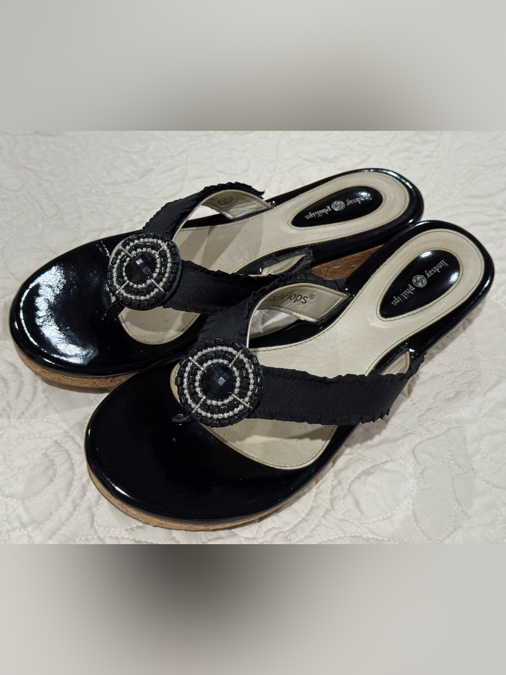 Lindsay Phillips Switch Flops Black Size 10